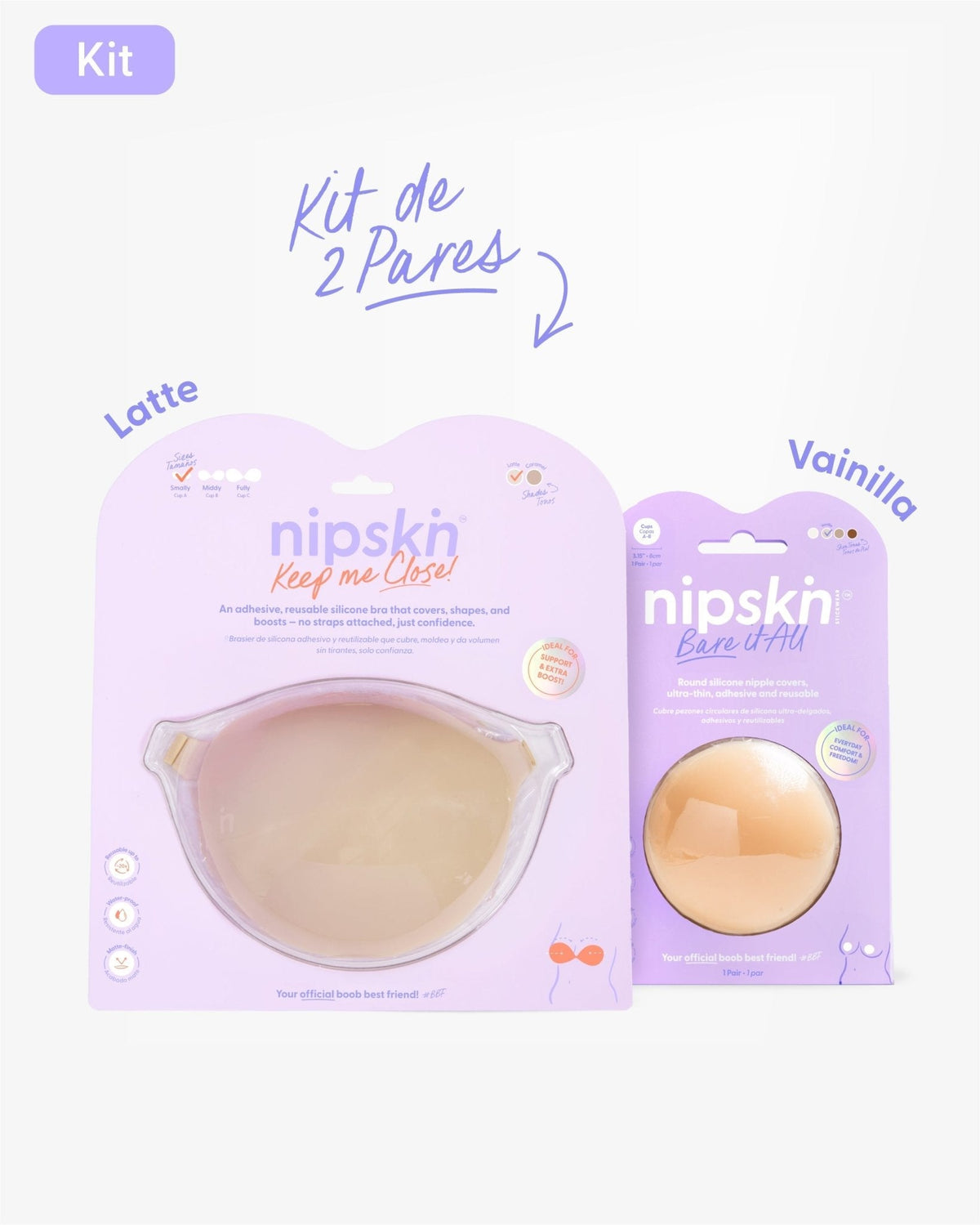 Kit brasier adhesivo caramel Smally + pezoneras de silicona chocolate Talla M - Nipskin®