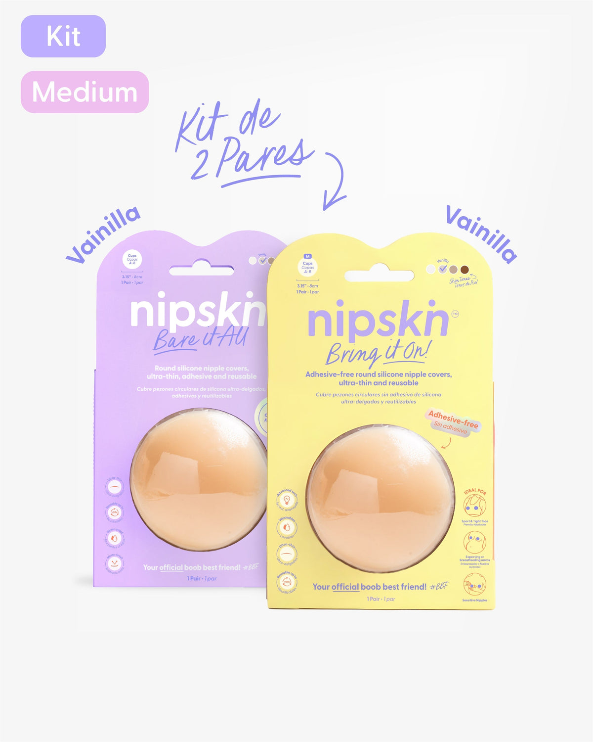 Kit Pezoneras Sin Adhesivo Bring It On mas Pezoneras Con Adhesivo Bare It All - Nipskin México