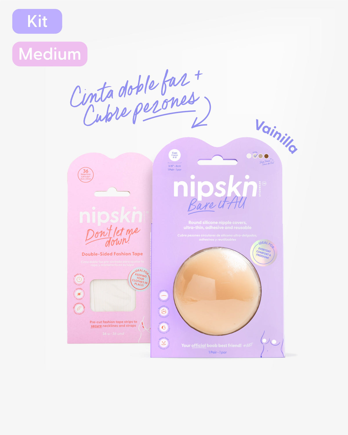 Kit Timeless Life-Savers - pezoneras circulares Bare It All con cinta doble faz - Nipskin México